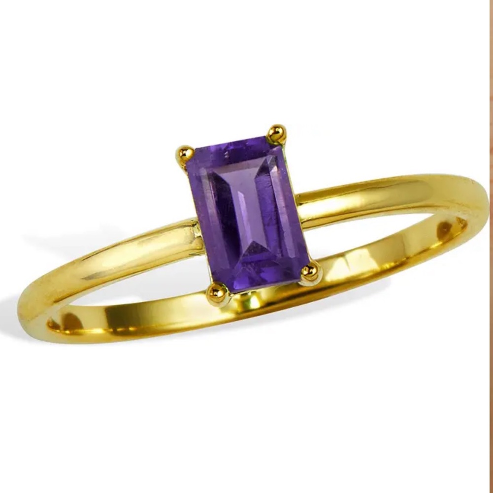 Savvy Cie Amethyst Baguette Ring